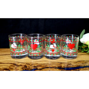 Vintage Anchor Hocking Hallmark Christmas Bunny Votive Candle Holders - Set of 4